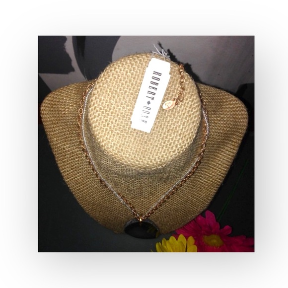 new Robert Rose ✲ Polished Organic Agate Slice Necklace ✲ Rose Gold Link Chain - Picture 4 of 16